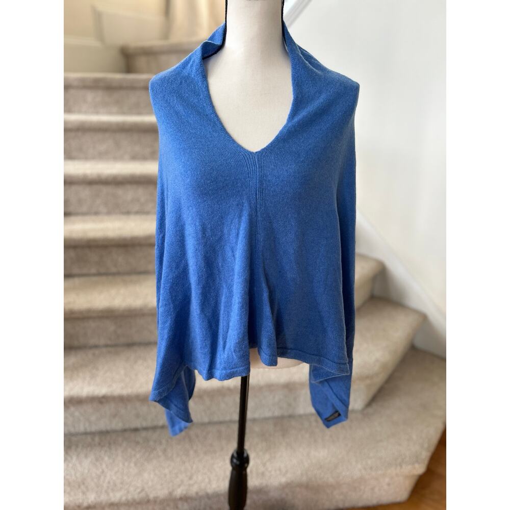 Cashmere & Wool Vibrant Cerulean Blue Sweater Poncho